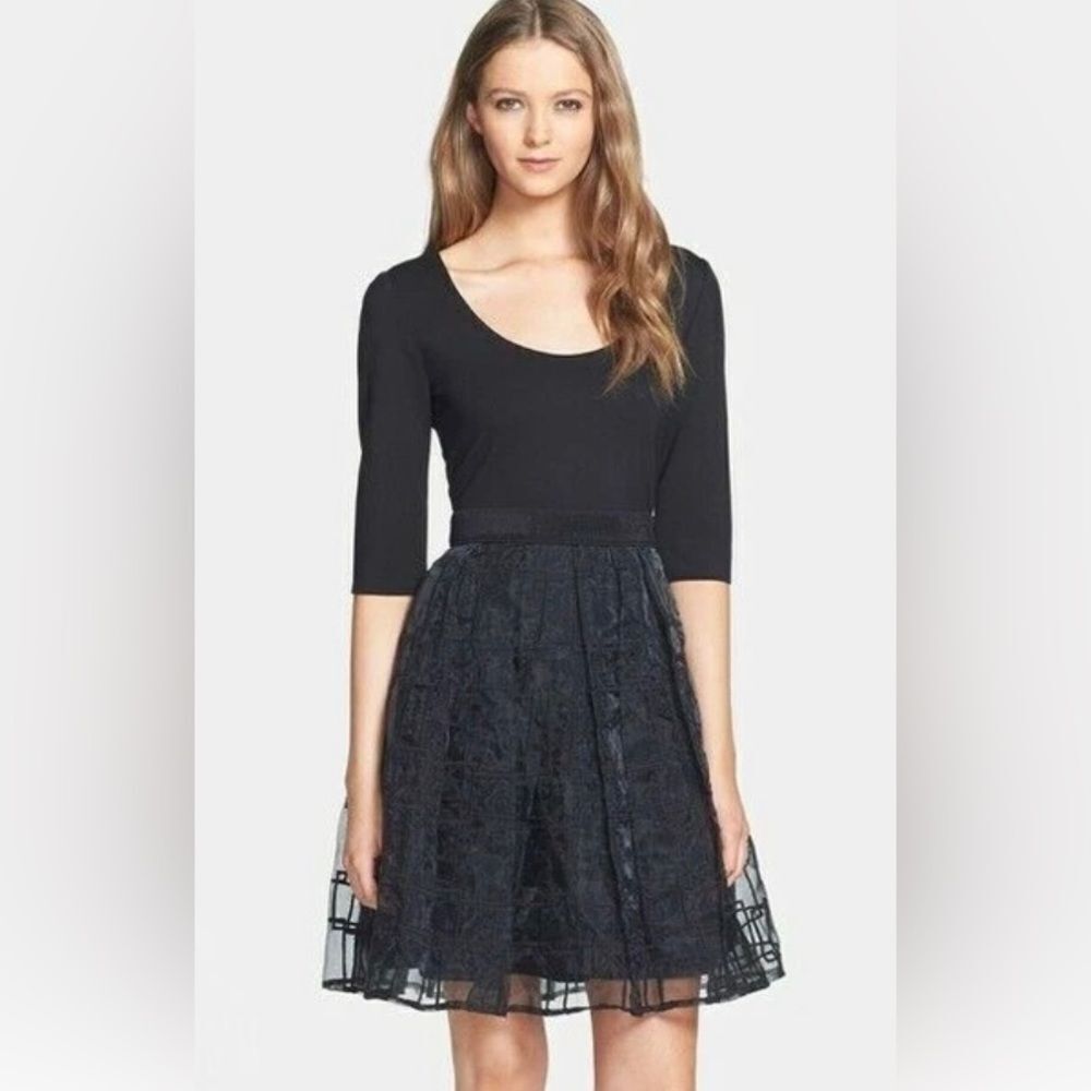 Anthropologie Tracy Reese Eliza Organza Black Lace Dress Size 2
